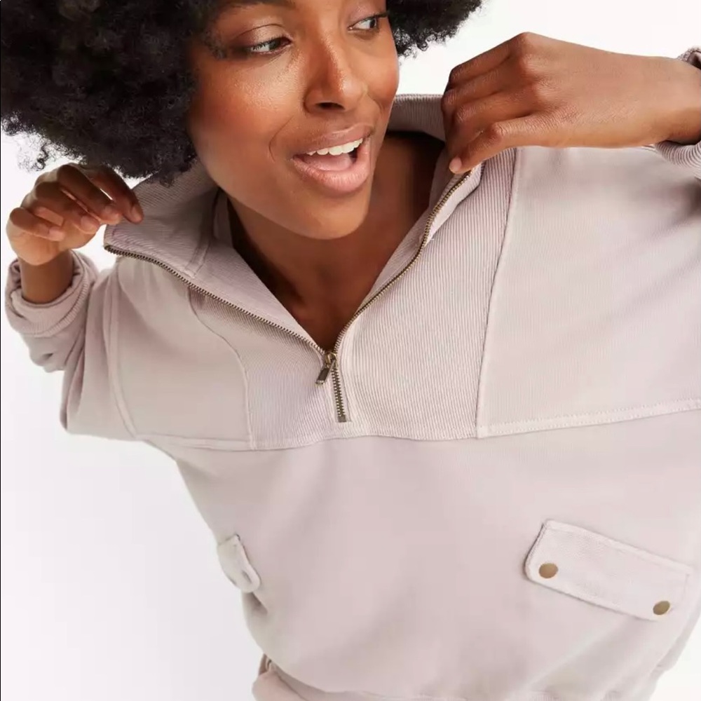 Aerie Luxe Motto Quarter Zip Sweater